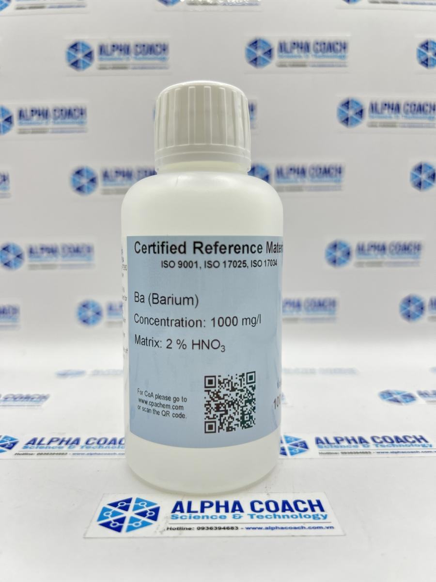 Dung dịch chuẩn Barium Ba - 1 g/l trong HNO3 cho AAS, chai 100mL, CPAchem